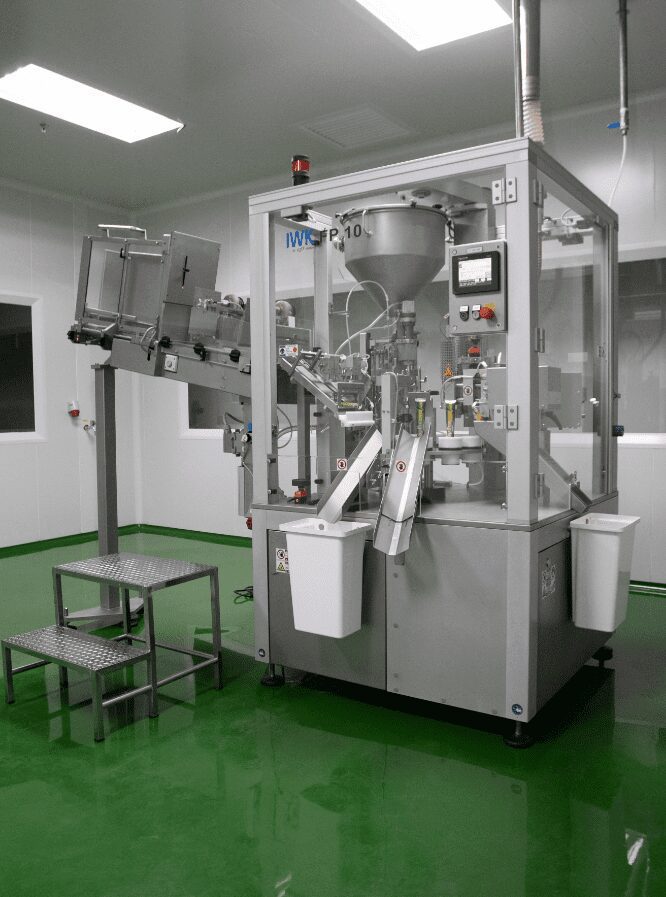 Stainless steel mixing vessel with access platform for personal care formulations