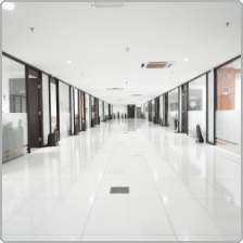 Corridor inside the Edmark Industries A Block office and production building