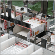 Blister and sachet packing machine running printed foil in B Block