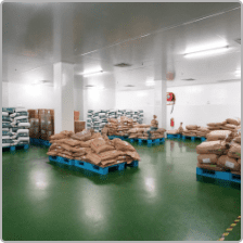 Palletised raw materials in the C Block warehouse