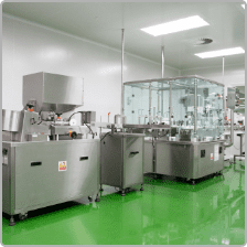 Filling and packing machines in the D Block cleanroom