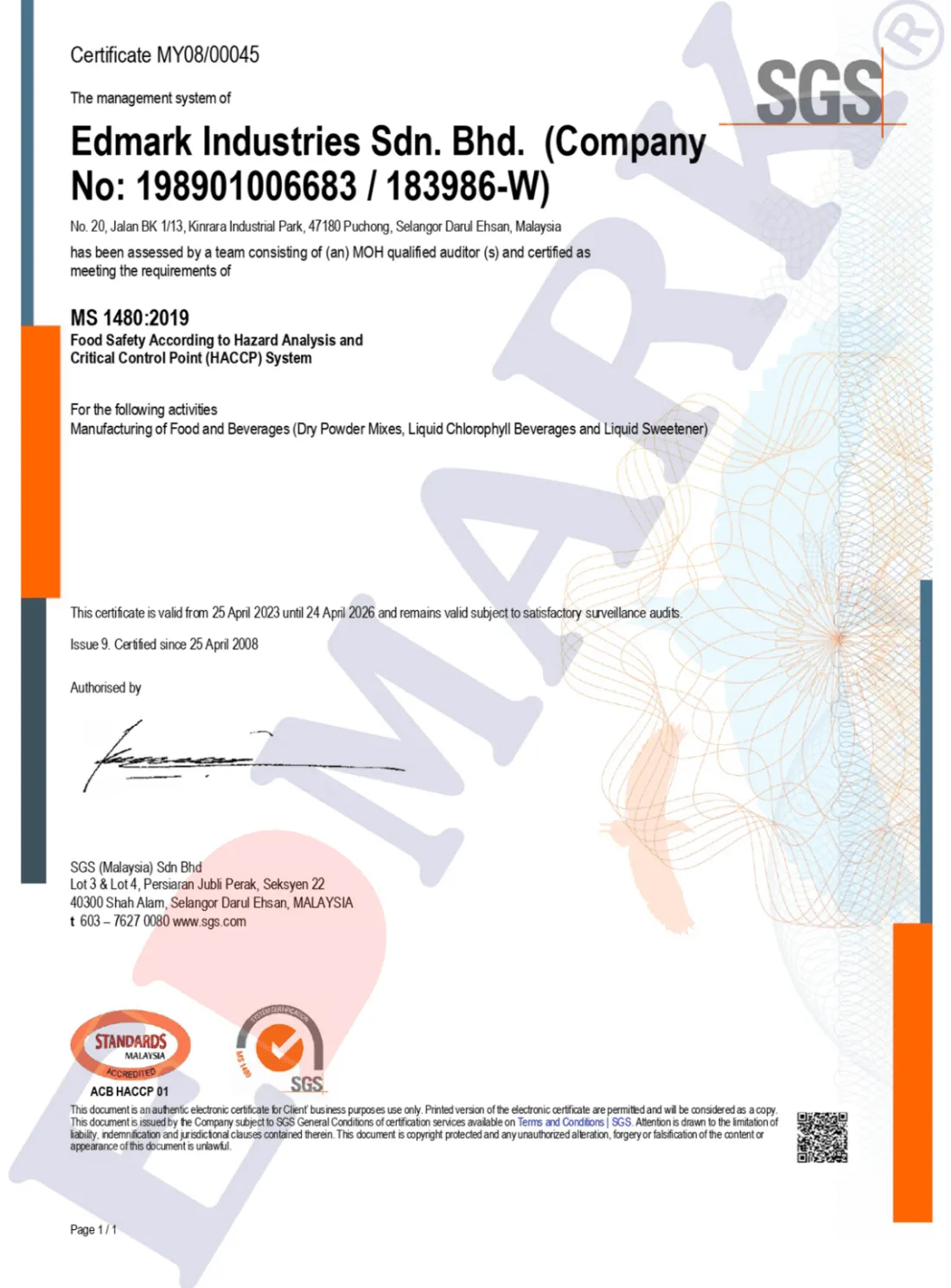 HACCP certification logo