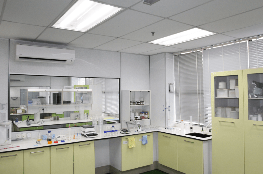 Quality control laboratory in the Edmark Industries laboratory block