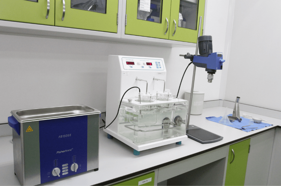 Sample preparation and testing equipment in the laboratory block