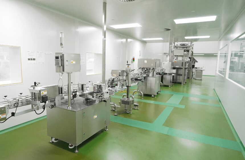 Cleanroom production hall for traditional herbal products at Edmark Industries