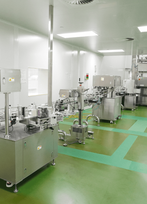 Cleanroom production hall for traditional herbal products at Edmark Industries