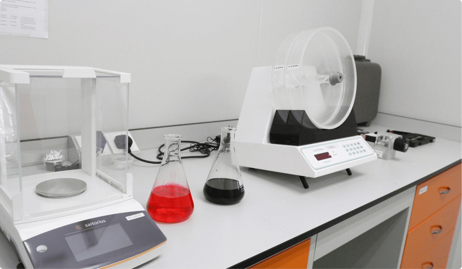 Analytical balance and precision weighing equipment in the laboratory