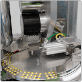 Softgel capsules on the rotary feeding table