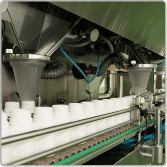 Powder dosing funnels filling supplement canisters