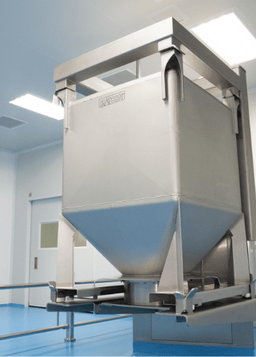 Stainless steel IBC bin for powder transfer