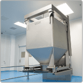 Stainless steel IBC bin for powder transfer