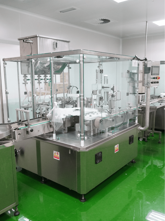 Automated filling and sealing machine on the personal care production line