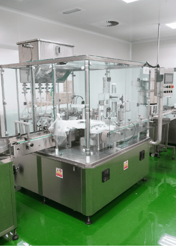 Automated filling and sealing machine on the personal care production line