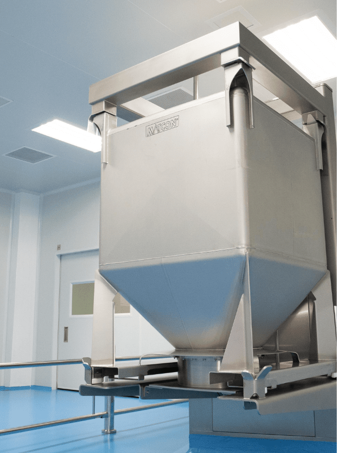 Stainless steel IBC bin for powder transfer