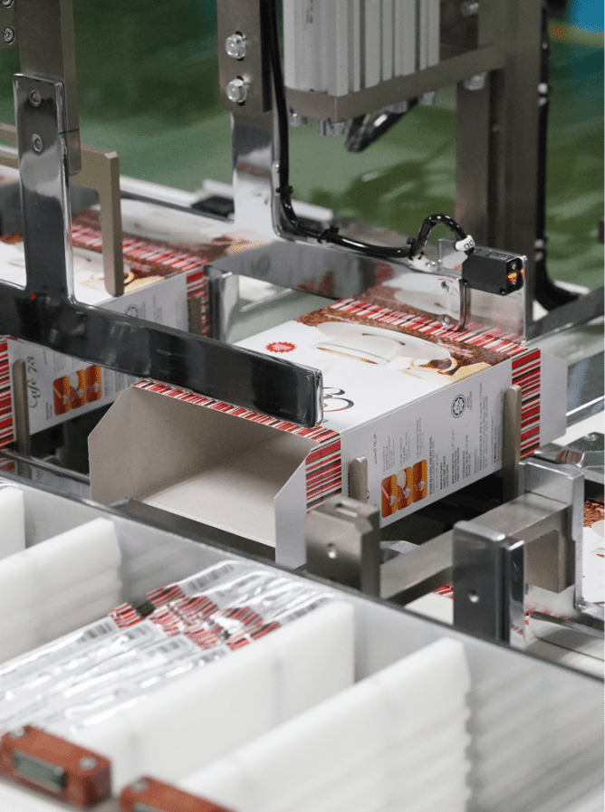 Folded cartons in the cartoning machine magazine