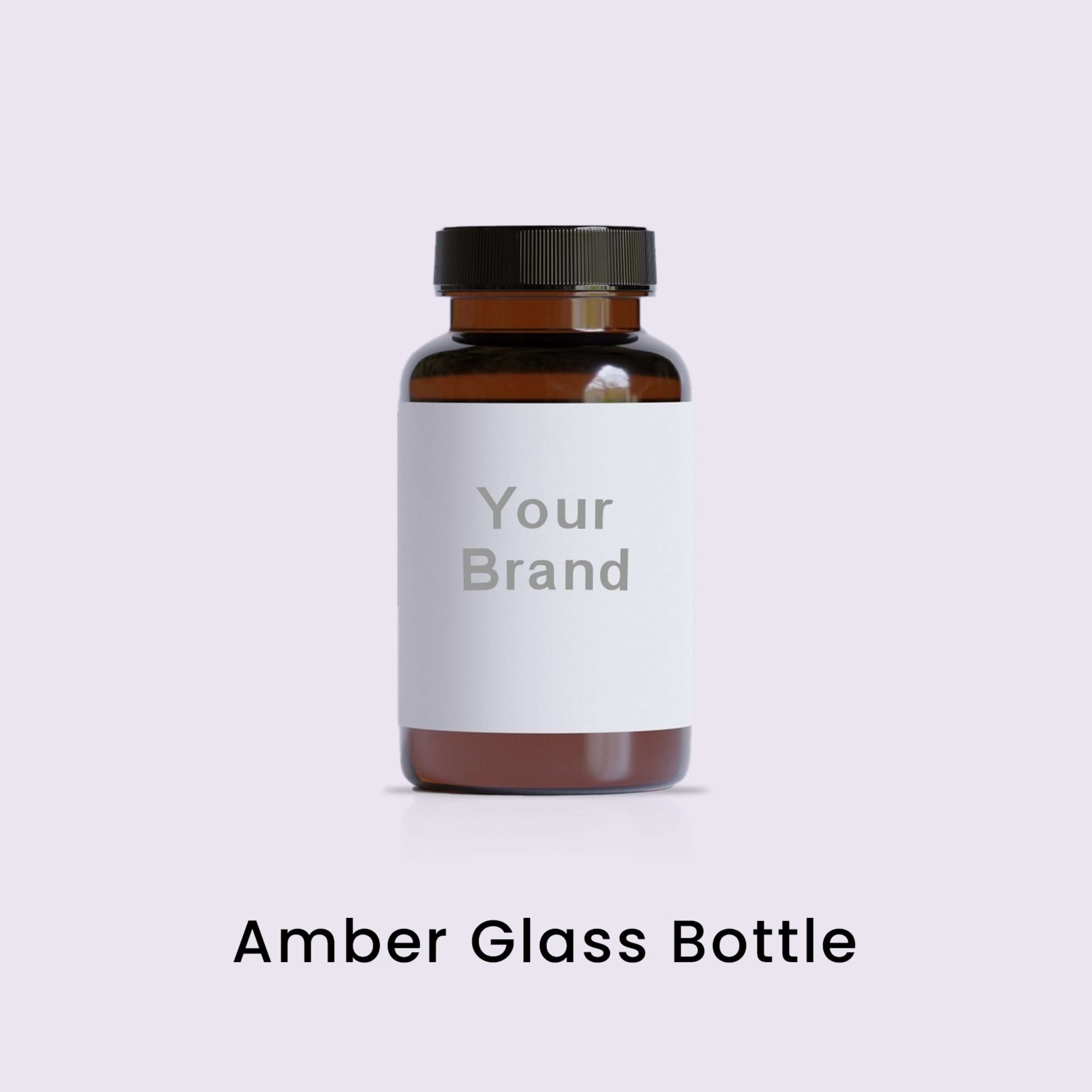 Amber glass bottle with dispenser pump — packaging option, Edmark Industries