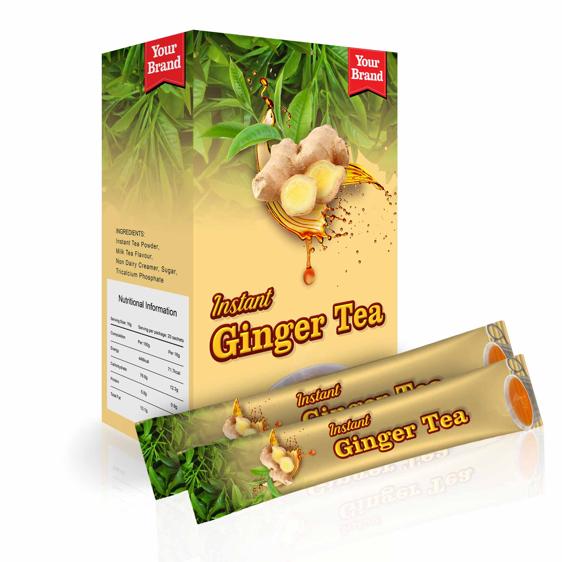 Instant Ginger Tea - Food & Beverage product by Edmark Industries, ISO certified OEM manufacturer Malaysia