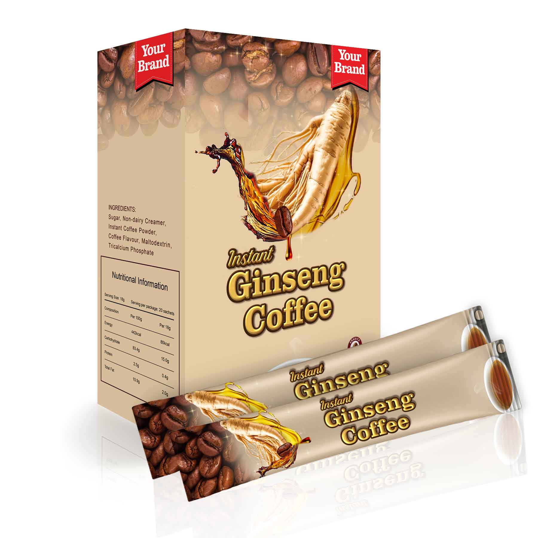 Instant Ginseng Coffee - Food & Beverage product by Edmark Industries, ISO certified OEM manufacturer Malaysia