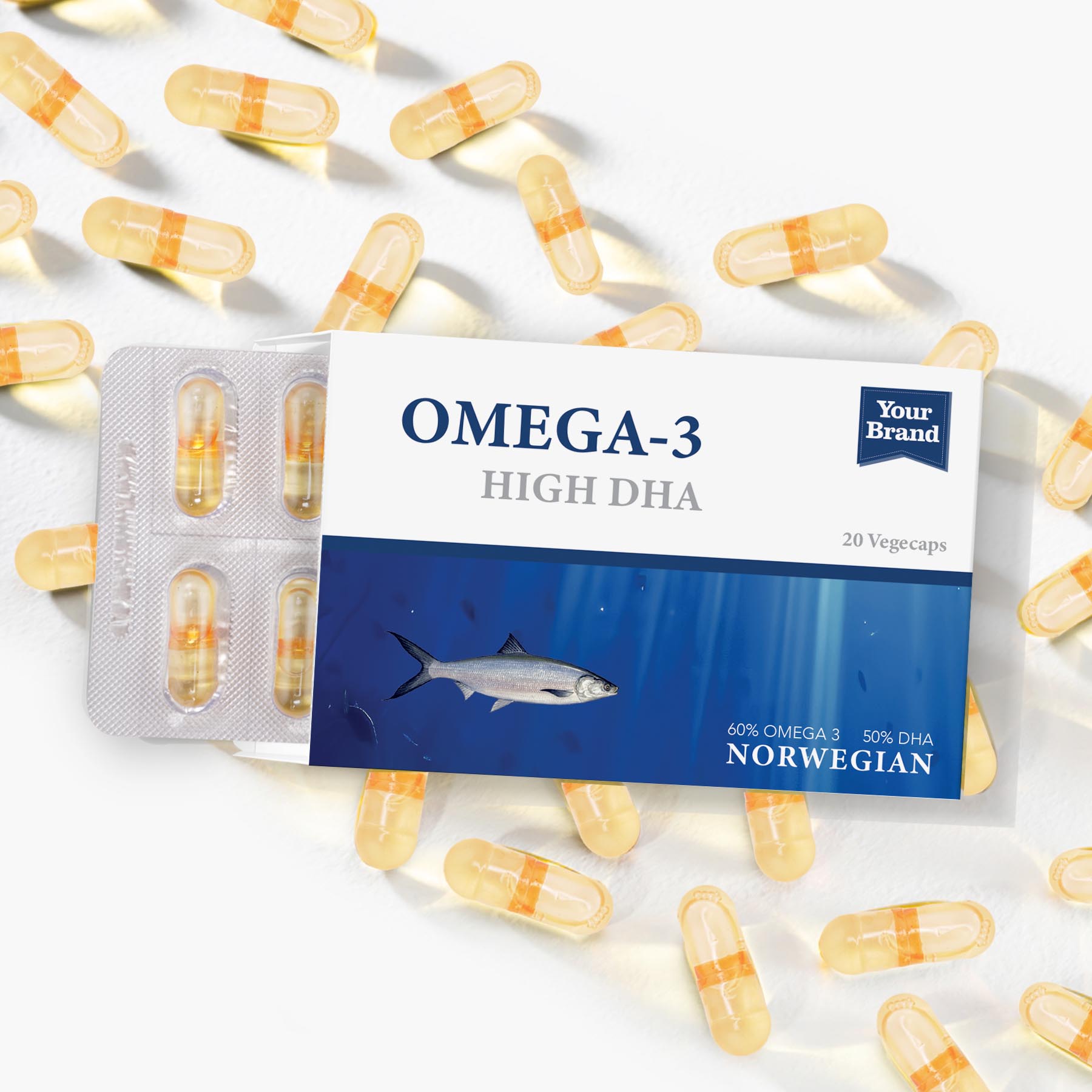 Omega 3 Fish Oil High DHA (Blister) - Gallery image 1 - Health Supplement OEM product by Edmark Industries