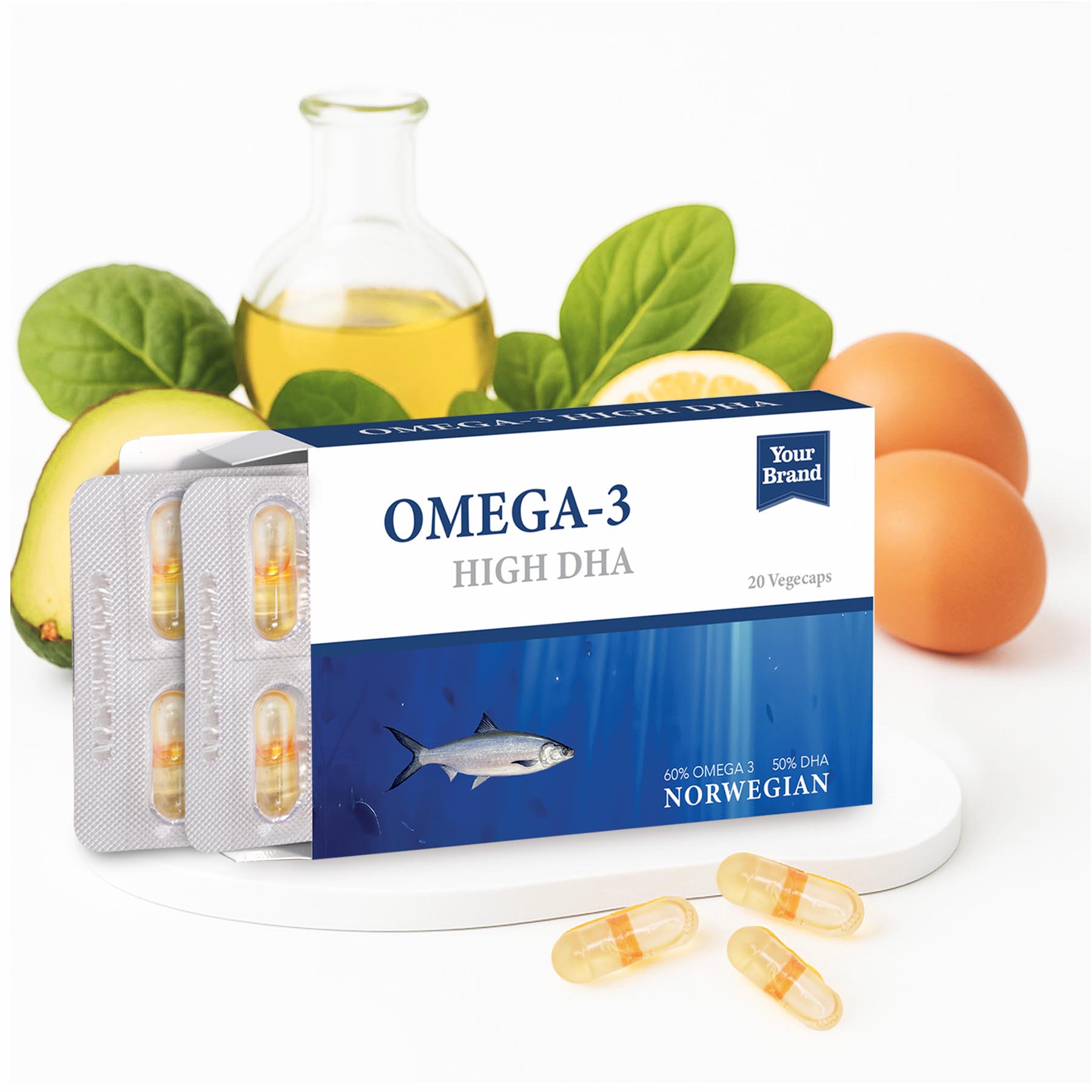 Omega 3 Fish Oil High DHA (Blister) - Gallery image 2 - Health Supplement OEM product by Edmark Industries