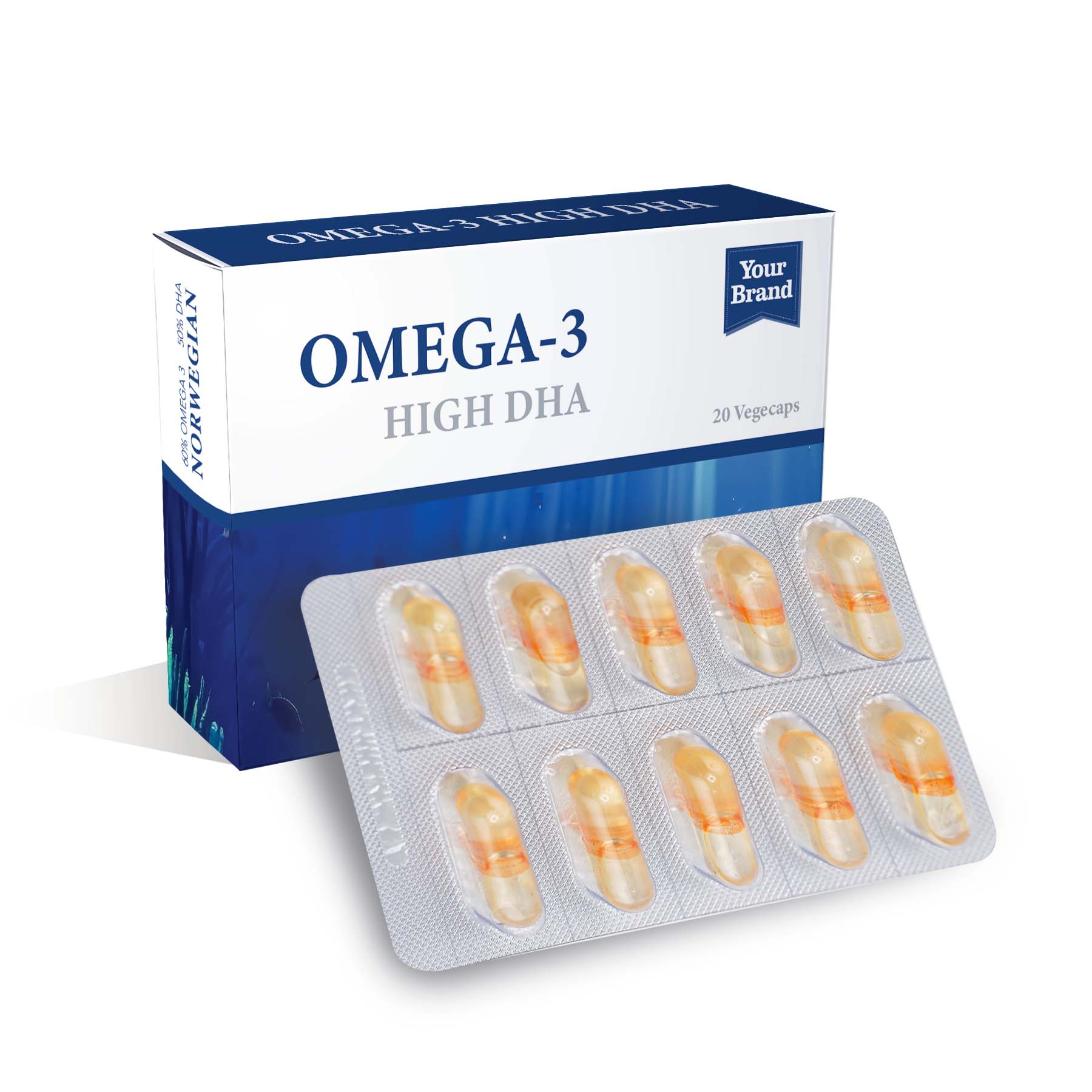 Omega 3 Fish Oil High DHA (Blister) - Health Supplement product by Edmark Industries, ISO certified OEM manufacturer Malaysia