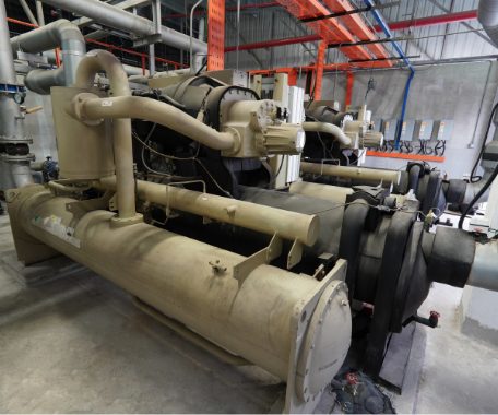 Water-cooled chiller HVAC system at Edmark Industries manufacturing facility