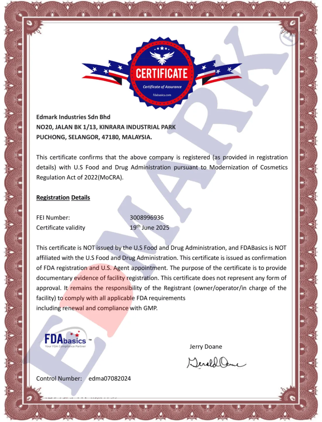 MoCRA cosmetics regulation compliance — Edmark Industries